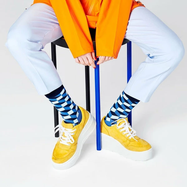 Happy Socks Filled Optic Pattern Socks in Blue 6 Happy Socks Filled Optic Pattern Socks in Blue