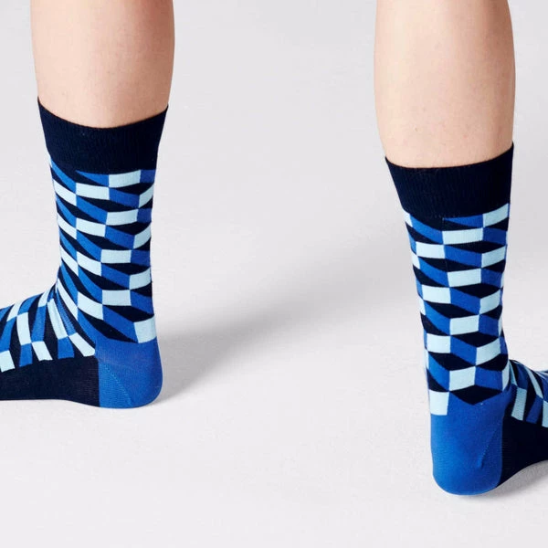 Happy Socks Filled Optic Pattern Socks in Blue 8 Happy Socks Filled Optic Pattern Socks in Blue