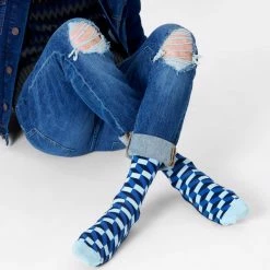 Happy Socks Filled Optic Pattern Socks in Blue 16 Happy Socks Filled Optic Pattern Socks in Blue