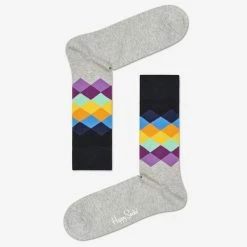 Happy Socks Blue and White Faded Diamond Socks