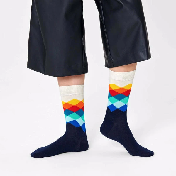 Happy Socks Faded Diamond Socks in Navy 7 Happy Socks Faded Diamond Socks in Navy