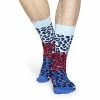 Happy Socks Blue Red Block Leopard Socks