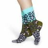 Happy Socks Blue Gray Block Leopard Socks