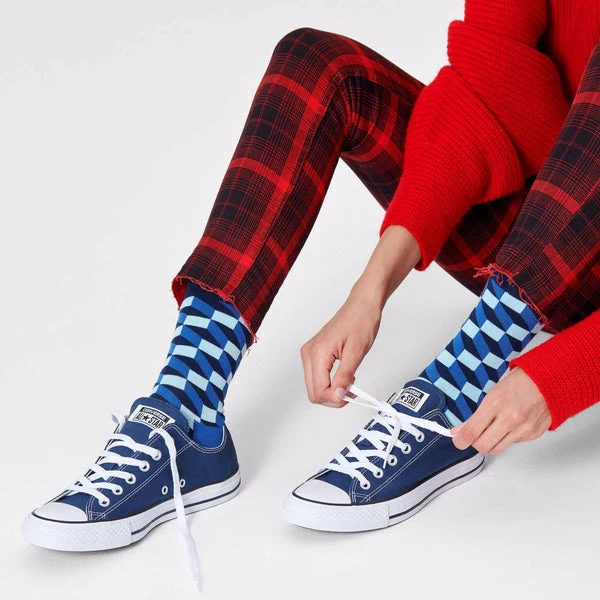 Happy Socks Filled Optic Pattern Socks in Blue 9 Happy Socks Filled Optic Pattern Socks in Blue