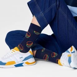 Happy Socks Lunch Time Burger Socks in Navy