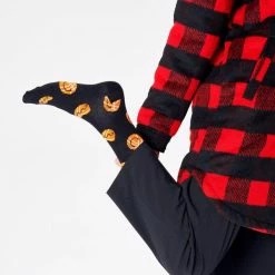 Happy Socks Smiley Basket Ball Socks in Black