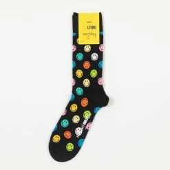 Happy Socks Big Smiley Dot Collaboration Socks in Black
