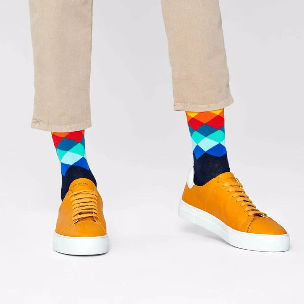 Happy Socks Faded Diamond Socks in Navy 6 Happy Socks Faded Diamond Socks in Navy