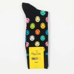 Happy Socks Big Smiley Dot Collaboration Socks in Black