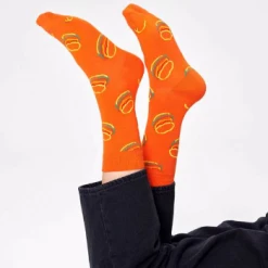 Happy Socks Lunch Time Burger Socks in Orange
