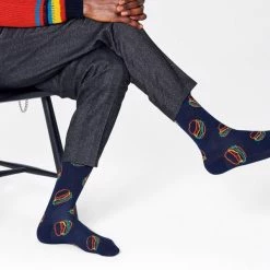 Happy Socks Lunch Time Burger Socks in Navy