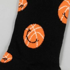 Happy Socks Smiley Basket Ball Socks in Black