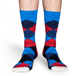 Happy Socks Navy Red Argyle Sock