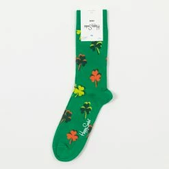 Happy Socks Big Luck Four Leaf Clover Socks in Green