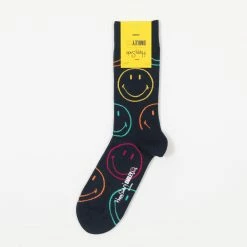 Happy Socks Jumbo Smiley Big Dot Collaboration Socks in Navy