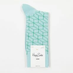 Happy Socks Filled Optic Pattern Socks in Blue & Green