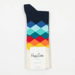 Happy Socks Faded Diamond Socks in Navy 15 Happy Socks Faded Diamond Socks in Navy