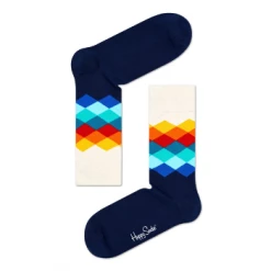 Happy Socks Faded Diamond Socks in Navy