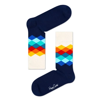 Happy Socks Faded Diamond Socks in Navy 4 Happy Socks Faded Diamond Socks in Navy
