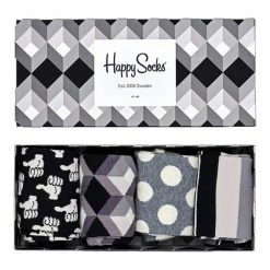 Happy Socks Pack of 4 T41-46 Black and White Socks