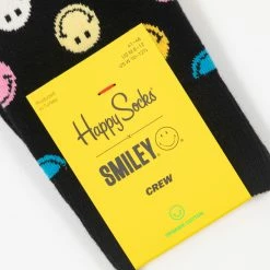 Happy Socks Big Smiley Dot Collaboration Socks in Black