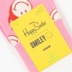 Happy Socks Flaming Smiley Collaboration Socks in Pink