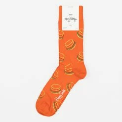 Happy Socks Lunch Time Burger Socks in Orange