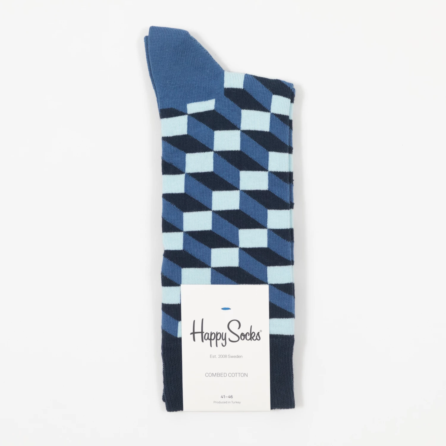 Happy Socks Filled Optic Pattern Socks in Blue 12 Happy Socks Filled Optic Pattern Socks in Blue