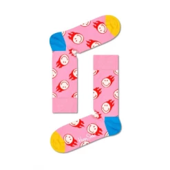 Happy Socks Flaming Smiley Collaboration Socks in Pink