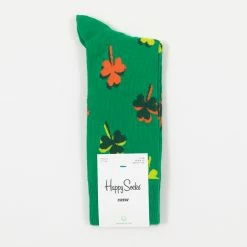 Happy Socks Big Luck Four Leaf Clover Socks in Green