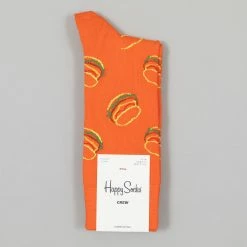 Happy Socks Lunch Time Burger Socks in Orange